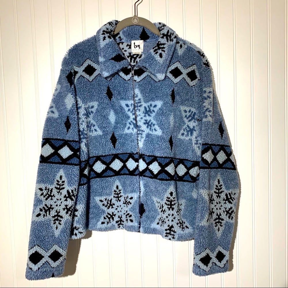 Vintage Blanc Noir Winter Blue Zippered Jacket